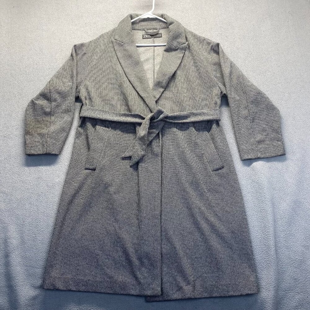 Zara Womens Coat Open Front Long Jacket Pockets Size Small Comfort